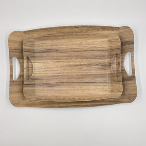 Grands plateaux de service multifonctionnels en mélamine de 18 pouces avec poignées pour le petit-déjeuner, l'heure du thé et les collations - Product Image 5