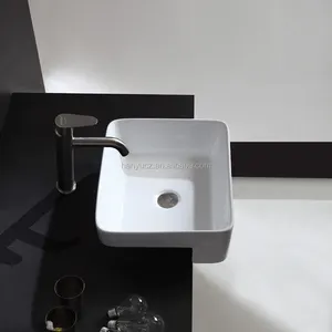 HY401Aバスルームシンク平面シンク長方形セラミック半埋め込み式洗面器キャビネット洗面器を吊るすため