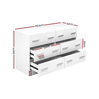 Armoire de rangement en bois blanc moderne et durable avec 6 tiroirs coulissants en métal, 3 niveaux, pour salon et chambre à coucher (vente en gros)