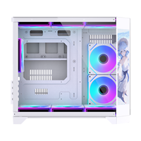 Lovingcool NEW Design Gaming PC Case MATX Chassis USB3.0 Mid Tower Desktop with LCD Screen Glass White Pc Casing Cpu Cabinet