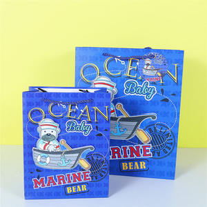 Bolsa de Regalo Azul con Diseño de Animales de Dibujos Animados en 3D de Omet, Material de Cartón Reciclable, Impresión Offset, <span class=keywords><strong>para</strong></span> Velas - Product Image 3