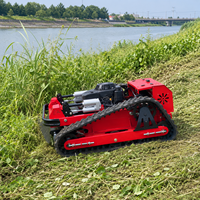 Tondeuse à gazon à essence 550 mm avec moteur Loncin 224 cm³, chenilles en caoutchouc et télécommande 200 m pour l'entretien des zones solaires