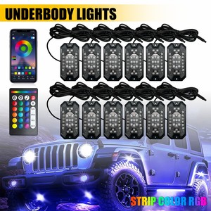 12 lampes LED RGB pour éclairage de dessous de caisse, étanches, pour voiture et camion, 12V 24V, avec télécommande, éclairage d'ambiance - Product Image 4