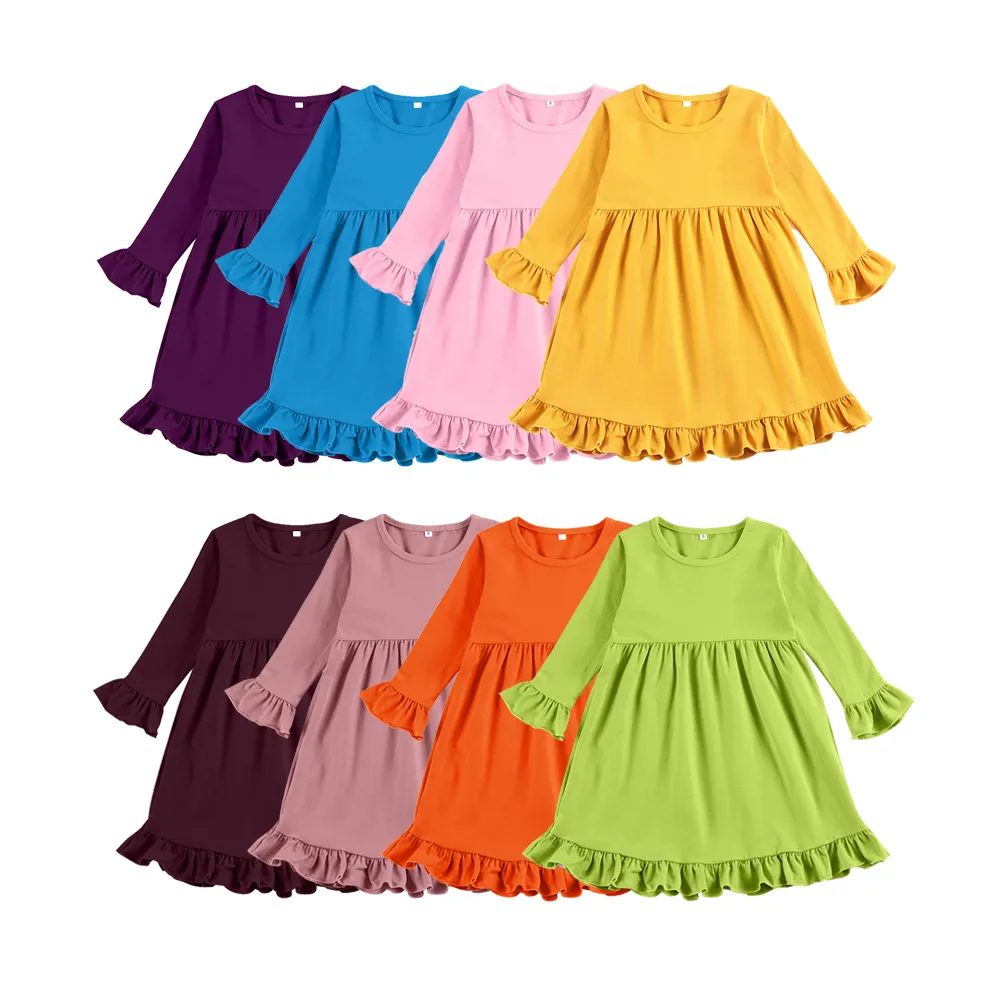 2022 Hochwertige Mode Kinder tragen Langarm Baby Kleid Herbst Kinder Kleidung Baumwolle Mädchen Kleider