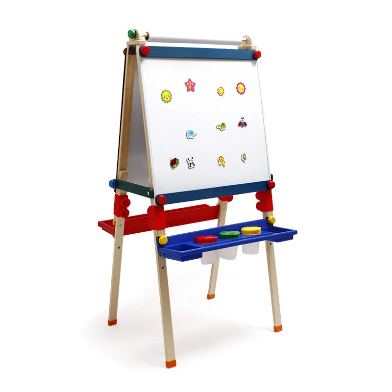 2020 Nieuwe Stijl Kids Kunstenaar Tekentafel Houten Magnetisch Tekenbord Houten Kid 'S Art Schildersezel Met Papier Roll En accessoires