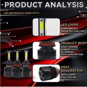 Phares LED automobiles, faisceau combiné haut et bas, phares ultra-lumineux à quatre côtés, phare LED de voiture - Product Image 5