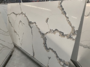 Lastra di Quarzo Artificiale Calacatta Bianco Premium per Piani Cucina e Isole, 3200x1600 mm, Vendita Diretta dalla Fabbrica - Product Image 2