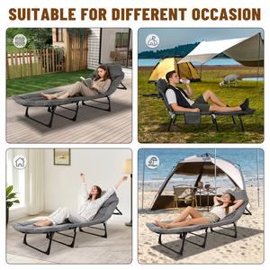 Sofá <span class=keywords><strong>Cama</strong></span> <span class=keywords><strong>Plegable</strong></span> Reclinable Multifuncional de Diseño Moderno, <span class=keywords><strong>Cama</strong></span> Individual de <span class=keywords><strong>Playa</strong></span> con Cojín para Uso en Exteriores, Estructura de Metal - Product Image 4
