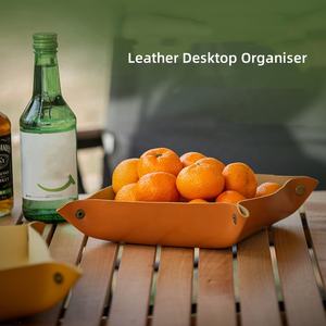 Outside Camping Leather Jewelry Valet Tray for Women and <strong>Man</strong>, Portable Entryway Table Tray <strong>Bedside</strong> Nightstand Desk Tray Small - Product Image 2