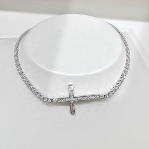 Pulsera de cadena de plata 925 con capas, diseño de cruz con circonitas, elegante, hecha a mano, con cuentas de circonita, para mujer, precio al por mayor. - Product Image 3