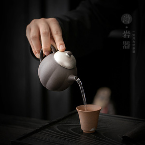 Handmade Ceramic Teapot Pumpkin Shape Black Clay With Lid Kung Fu <b>Tea</b> Set <b>Small</b> Size - Product Image 1