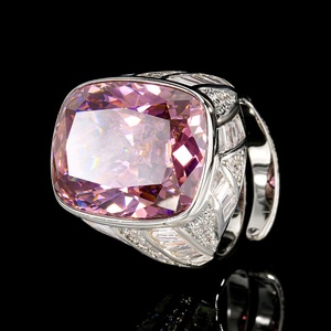 High Quality Jewelry Eco-friendly Copper Square Bezel Setting 15*20mm Colorful Cubic Zirconia <b>Adjustable</b> <b>Rings</b> for Retro Elegant - Product Image 4