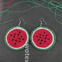 Boucles d'oreilles Femme Crochet Pastèque Micro Crochet Boucles d'oreilles Rouge Fruit Cadeau d'été pour elle Cadeaux personnalisés spéciaux