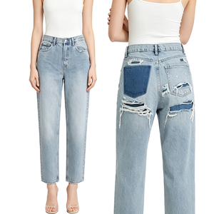 Jean en denim taille haute extensible coupe large pour femme grande taille – Vente directe usine, livraison rapide, faible MOQ 2026 - Product Image 4