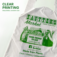 Sacs à T-shirts personnalisés imprimés en PBAT PLA compostables à domicile, sacs de courses biodégradables avec poignées