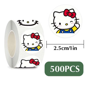 Étiquettes autocollantes 500 feuilles en rouleau transparentes pour récompenses d'enfants, emballage cadeau, décoratives, imprimées offset - Product Image 2