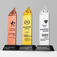 Trophées personnalisés créatifs en métal en forme de sommet de montagne, gravés et imprimés UV, or, argent, bronze, récompenses annuelles pour employés exceptionnels