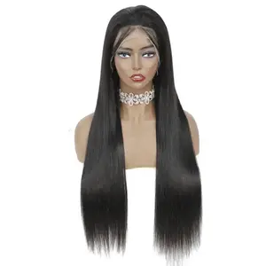 360 Full Lace Straight hair HD Lace Frontal para Feminino 16Inch Straight Natual Black Brazilian Cabelo Humano Perucas Para As Mulheres Negras