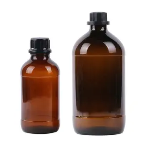 Plastik kapaklı laboratuvar için 1 litre 2.5 litre vidalı üst amber kimyasal cam reaktif şişesi
