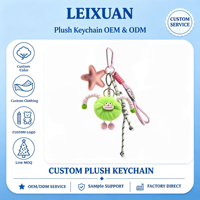 Porte-clés en peluche 3D monstre moelleux personnalisé avec logo, breloque de sac alien doux, pendentif étoile, cordon tressé, décoration de sac à dos – Vente en gros