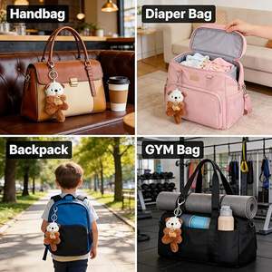 Llavero de Peluche Personalizado HR, Diseño de Animal de Peluche Adorable para Mujer, Llavero Ecológico y Duradero con Colgante para Bolso - Product Image 5