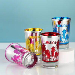 Grosir kustom 1.5oz berwarna gelas Shot dengan Jamaica Souvenir Hadiah Plating Logo personal - Product Image 1