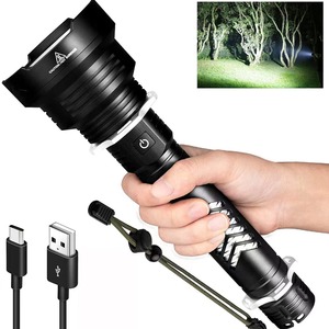 XHP90 ไฟฉายกำลังสูง 1500mAh 2500mAh ไฟ LED แบบชาร์จไฟได้แสงสีขาวระยะไกลโฟกัสคงที่อลูมิเนียมสะท้อนแสง - Product Image 3
