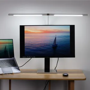 Illuminazione a tre sezioni a doppia testa lampada da tavolo da lavoro con telecomando rotante a 360 gradi illuminazione dello schermo lampada da tavolo con Clip a Led