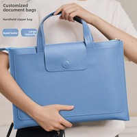 Portadocumentos A4 de PU, Personalizable, de Alta Capacidad, con Cierre, Diseño Simple, para Entrenamiento, Regalo, Eventos, Archivo de Negocios