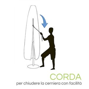 Copertura Protettiva per Ombrellone a Braccio 30/45x220 cm in Poliestere Impermeabile con Occhielli e Cerniera - Product Image 4
