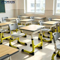 Ensemble de bureau et chaise réglables en plastique moderne, durable et écologique pour écoliers, avec panier, pour l'école - Vente en gros