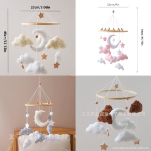 Mobile musical en feutre fait main pour berceau, décoration de chambre d'enfant, cadeau de naissance - Product Image 1
