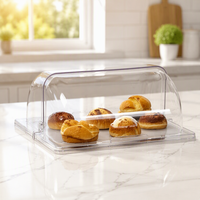 Vitrine à gâteaux en acrylique avec couvercle à charnières, couvercle alimentaire transparent pour présentoir de pâtisserie