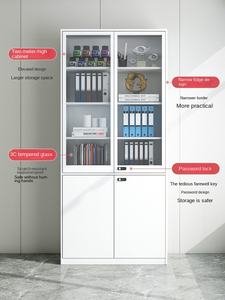 Vente chaude métal acier armoire de rangement bibliothèque avec pleine façade en verre pour le stockage. - Product Image 4