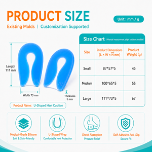 Almohadillas Ortopédicas de Gel de Silicona <span class=keywords><strong>para</strong></span> Talones, Alivio del Dolor de Espolones Calcáneos, Absorción de Impactos, Copas de Gel Elásticas <span class=keywords><strong>para</strong></span> Zapatos de Tacón Alto - Product Image 5