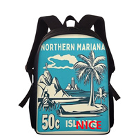 Sac à dos en polyester personnalisé de haute qualité avec impression Saipan, impression par transfert thermique, sac à dos pour étudiants, voyages, usage quotidien et cadeau de vacances