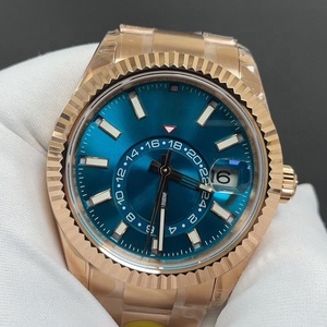 Montre <span class=keywords><strong>de</strong></span> luxe pour homme, 42 mm, ton or rose, cadran bleu, double fuseau horaire, date, mouvement automatique, acier inoxydable, montre <span class=keywords><strong>de</strong></span> cérémonie pour affaires - Product Image 2