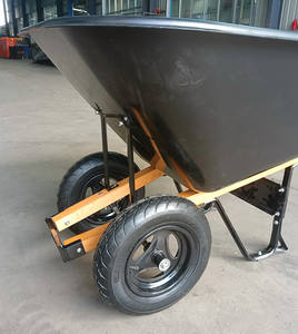 <span class=keywords><strong>Brouette</strong></span> à <span class=keywords><strong>grande</strong></span> benne <span class=keywords><strong>en</strong></span> plastique avec roue pneumatique double 10 pouces (4.80/4.00-8) et poignée <span class=keywords><strong>en</strong></span> <span class=keywords><strong>bois</strong></span> - Product Image 6