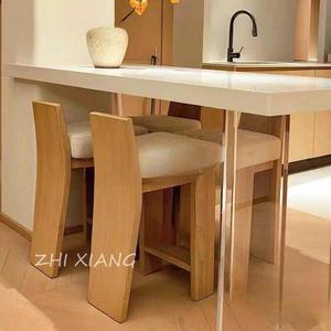 Solid Wood Bar <b>Stool</b> With Upholstered <b>Seat</b> And Backrest For Kitchen Island Or Bar Area - Product Image 4