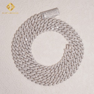 Chaîne cubaine en moissanite hip-hop de 8 mm, testée au diamant, en argent 925, chaîne cubaine en moissanite - Product Image 1