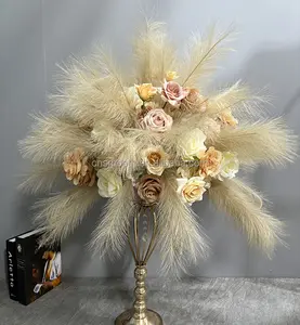 New Arrivals Chic Wedding Decorations Flower Brown Reed Ball Boho Wedding Supplies Flower Ball For Promotion