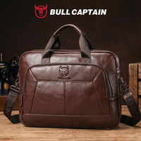 Sac à main en cuir pour homme de la marque BULLCAPTIAN, grande capacité, pour ordinateur portable, sac bandoulière pour affaires, sac à main en cuir de vache, personnalisable