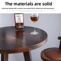 Ensemble table et chaises de bar vintage en bois massif pour usage domestique, chaises de bar, table basse de balcon ou de fenêtre pour le loisir