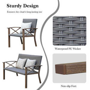 Set di mobili da giardino moderni in 4 pezzi elegante sedia da esterno con comodi cuscini in peluche per <span class=keywords><strong>il</strong></span> <span class=keywords><strong>capolinea</strong></span> del parco del cortile - Product Image 6