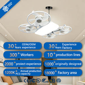 Ventilador de Techo Moderno con Control Remoto, 3 Velocidades Ajustables, LED, Diseño de Dron Colgante con 4 Aspas, Iluminación LED, Diseño Agi32 - Product Image 1