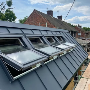 Elektrikli ışıklık otomatik alüminyum sürgülü katlanır Metal çatı tavan penceresi cam katlanır çatı ev için ışıklık kapakları - Product Image 2