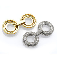 Fermoirs de bijoux de conception Unique plaqué or Rhodium CZ réglage grande taille connecteur de fermoir délicat pour la fabrication de bijoux de bricolage