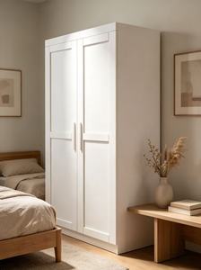 Armoire à panneaux blanche haut de gamme à 2 portes, meuble de rangement moderne et minimaliste pour vêtements, idéal pour la chambre à coucher - Product Image 5