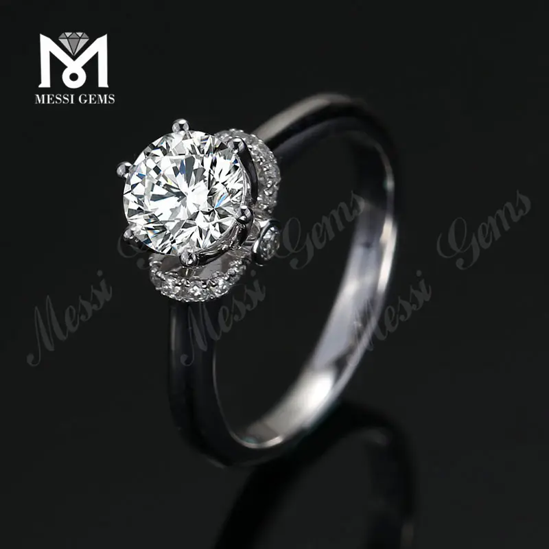 最新cusomsデザイン14K 18Kホワイトゴールド高級モアッサナイトダイヤモンド結婚指輪