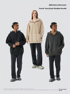 เสื้อฮู้ดผู้ชาย TL460 ผ้าฝ้าย 100% สำหรับฤดูใบไม้ร่วงและฤดูหนาว น้ำหนัก 460 กรัม ผ้าเทอร์รี่ แต่งขอบซิป ดีไซน์หลวม ลายเรียบ - Product Image 2